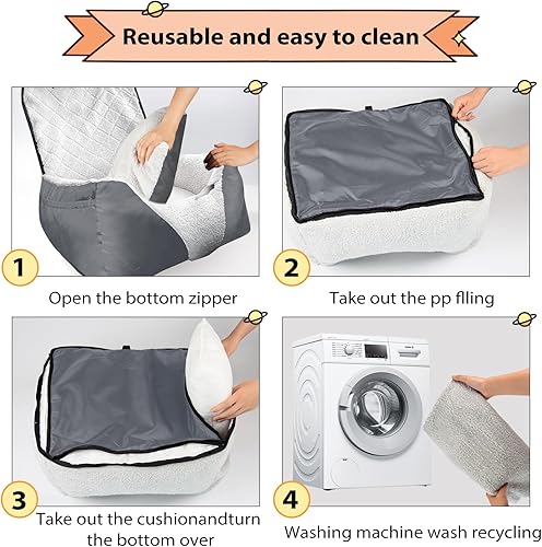 Miniatura 5 de Asiento de automóvil para perros pequeños, asiento de automóvil para mascotas con bolsillo de almacenamiento y correa de seguridad con clip, el