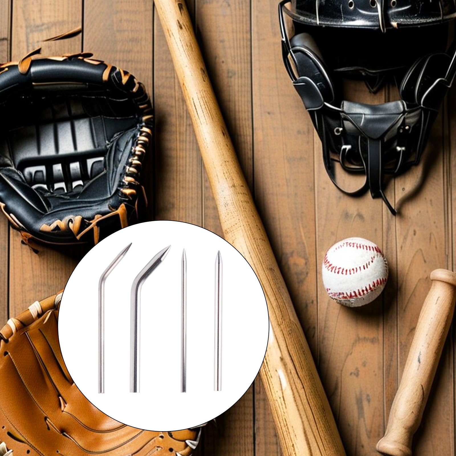Gosknor 8pcs Aiguilles Laçage pour Gants Baseball, 4 Styles Acier Inoxydable pour Réparation Gants Softball Baseball Cuir Aiguilles Courbées Outils Pratiques Réparation et Remplacement(Argent)