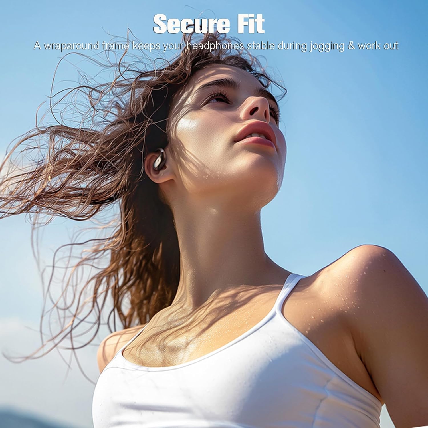 Earless Out of Ear Headphones Bluetooth Wireless Outer Open Ear Headphones Outside The Ear Open Ear Buds Earbuds Wireless Ear Hanging Bluetooth Headset Bone Air Conduction Earbuds White