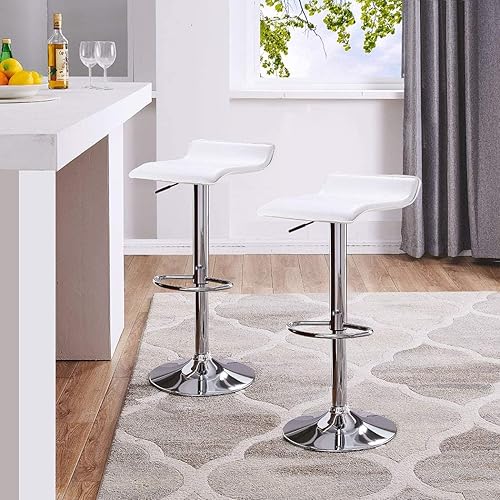 Miniatura 2 de DUHOME Taburetes de bar modernos contemporáneos ajustables con asiento de cuero sillas de bar juego de 2 (gris)