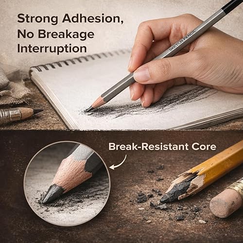 Miniatura 9 de Walfront Juego de lápices de dibujo profesionales de 24 piezas de 9H a 14B, lápices de dibujo de grafito para artistas, principiantes, lápices de