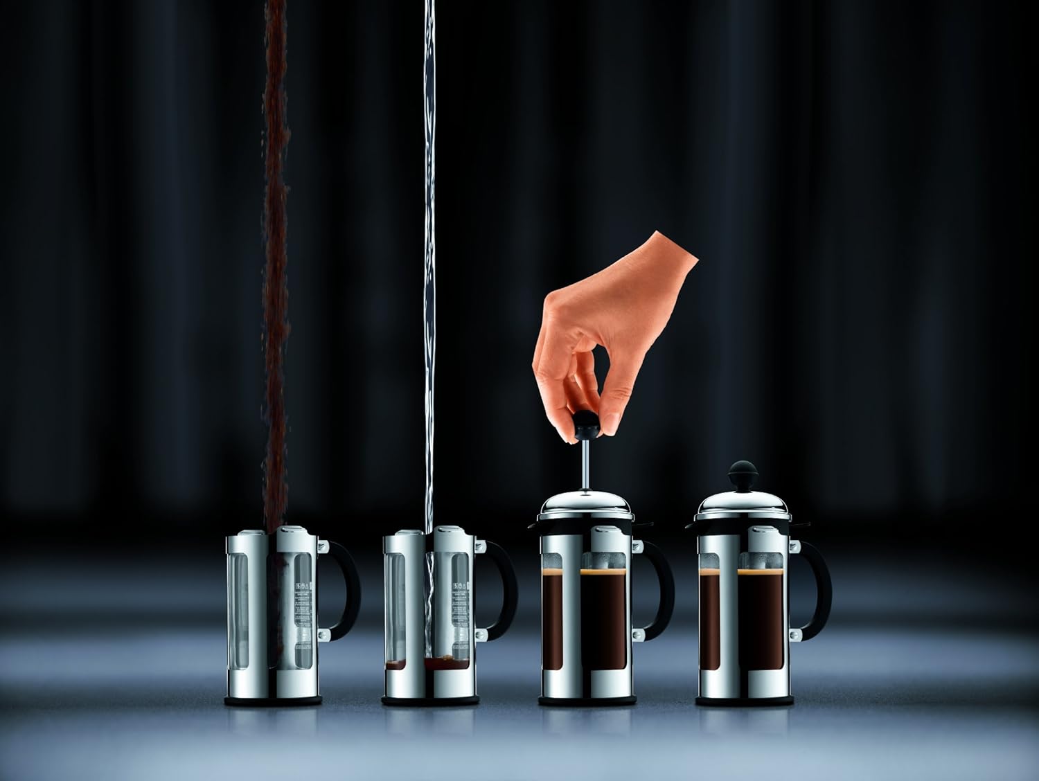 Bodum Chambord 3 Cup French Press Coffee Maker with Locking Lid, Stainless Steel, 12-Ounce