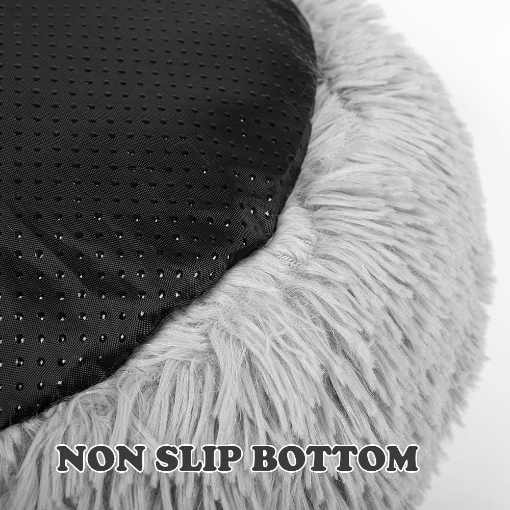 review otoez Kitten Puppy Bed Extra Small XS Round Dog Cat Beds Anti Anxiety Plush Pet Calming Donut Bed with Non-Slip Waterproof Bottom, Washable (15.7