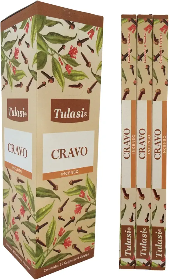 Incenso Indiano Tulasi Cravo - Prosperidade e Fortuna Cx.12un.8v.