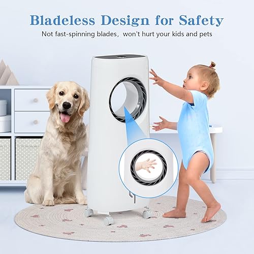 Miniatura 5 de Enfriador de aire evaporativo, aire acondicionado portátil, enfriamiento instantáneo y humidificación con temporizador de 7.5 horas, 3 velocidades y