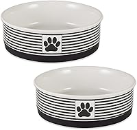 Vista 25 de Bone Dry Paw & Patch - Colección de mascotas de cerámica, juego pequeño, 4.25x2 pulgadas, azul náutico, 2 piezas