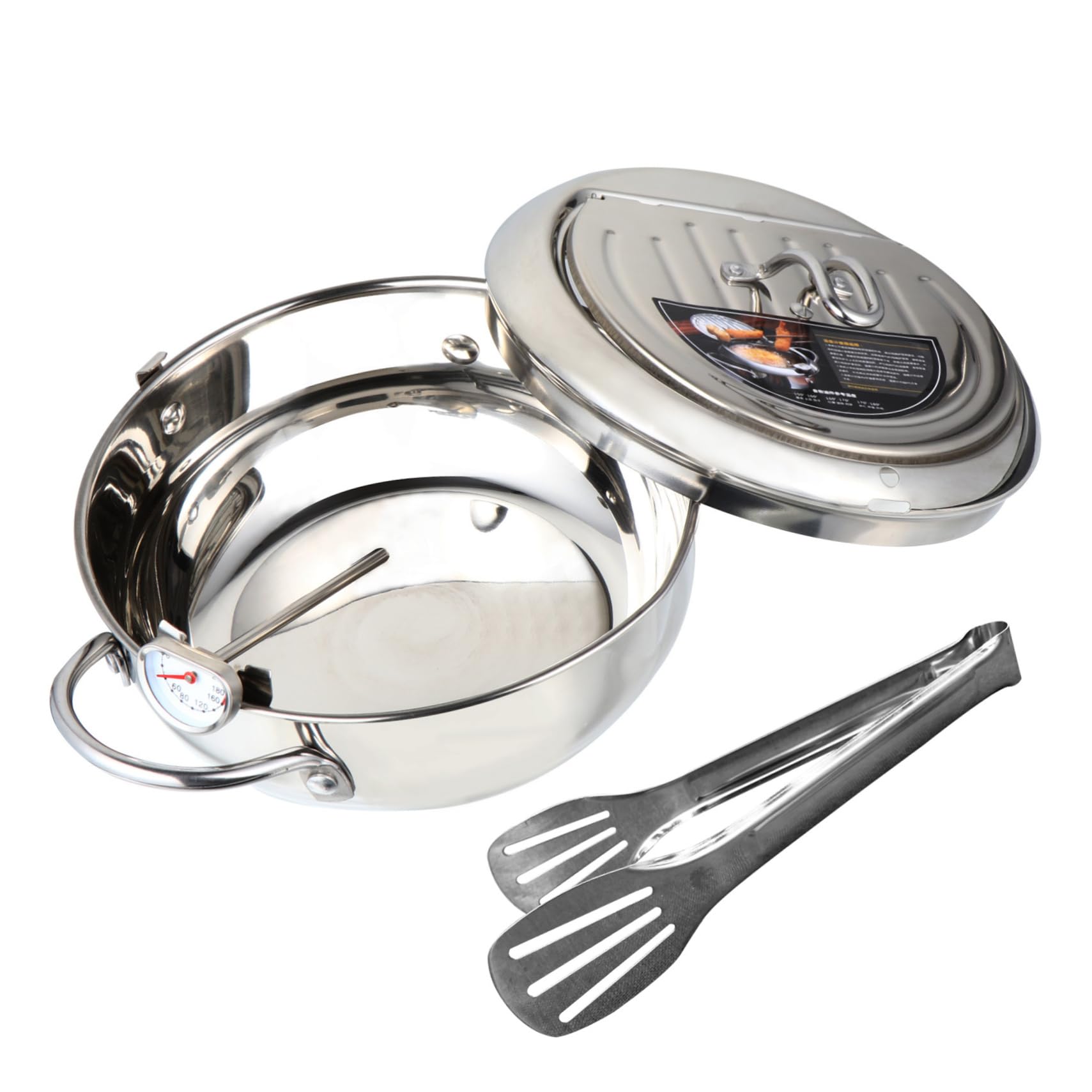 Mobestech 1Set Japanese Tempura Frying Pot with Thermometer Deep Fryer Pan for Gas Electric Stoves for Frying Variety of Foods Portable Easy