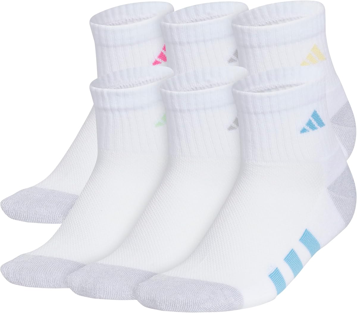 adidas Calcetines deportivos acolchados para niños, paquete de 6 (niño pequeño/niño grande/adulto) | Niños y niñas, paquete de 6, amortiguación específica, soporte para el arco, transpirable que absorbe la humedad, indicación de tamaño en la suela, comodidad durante todo el día