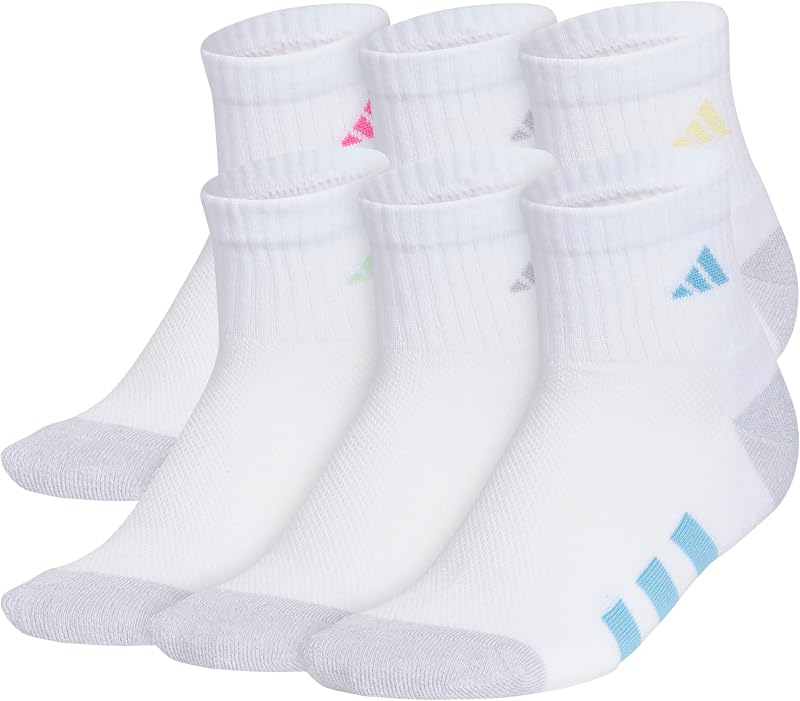 adidas medias deportivos acolchados para niños, paquete de 6 (niño pequeño/niño grande/adulto) | Niños y niñas, paquete de 6, amortiguación específica, soporte para el arco, transpirable que absorbe la humedad, indicación de tamaño en la suela, comodidad durante todo el día