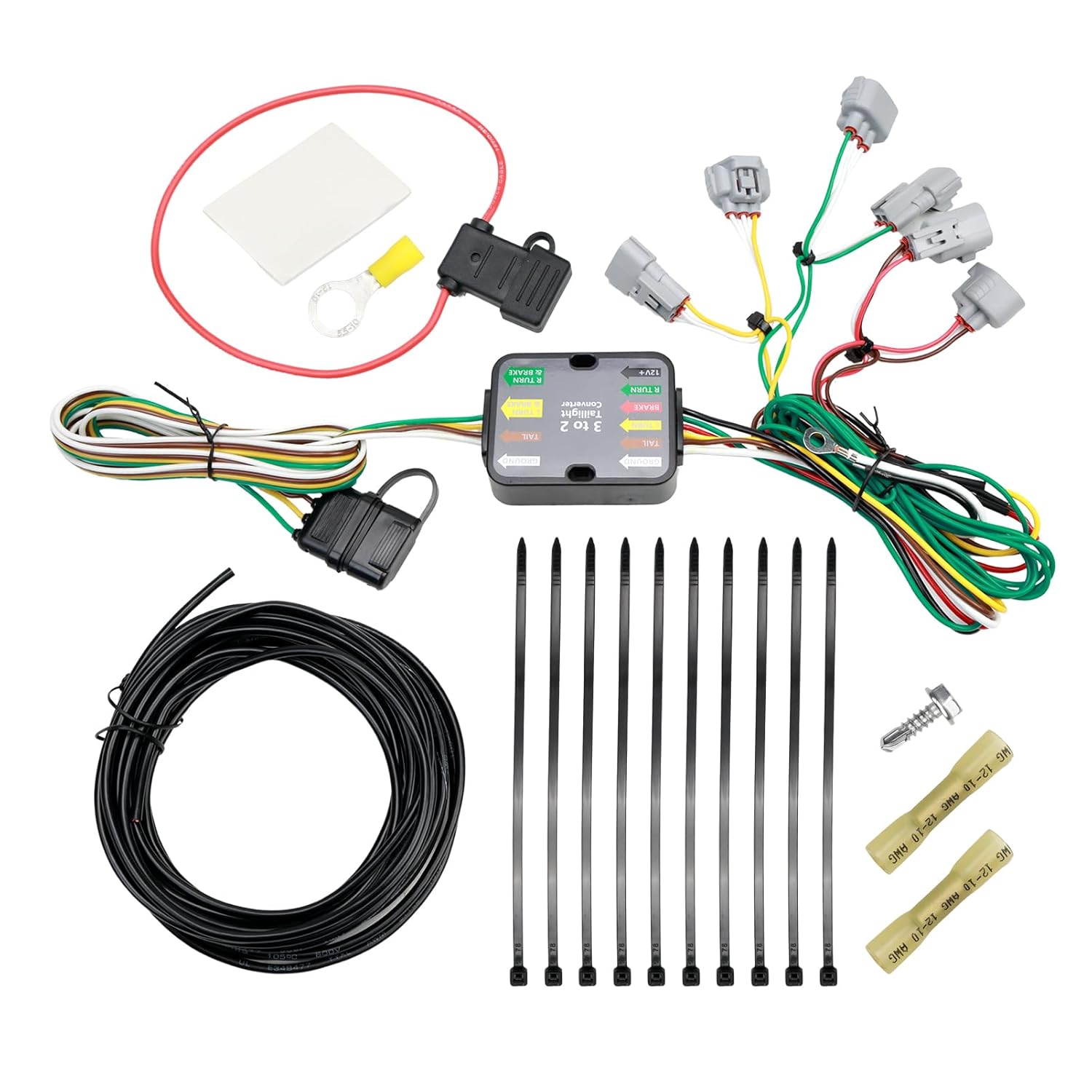 4 Way Trailer Wiring Harness Flat Output 56349 Compatible with Tacoma 2016-2023, 4 Pin Trailer Wire Harness