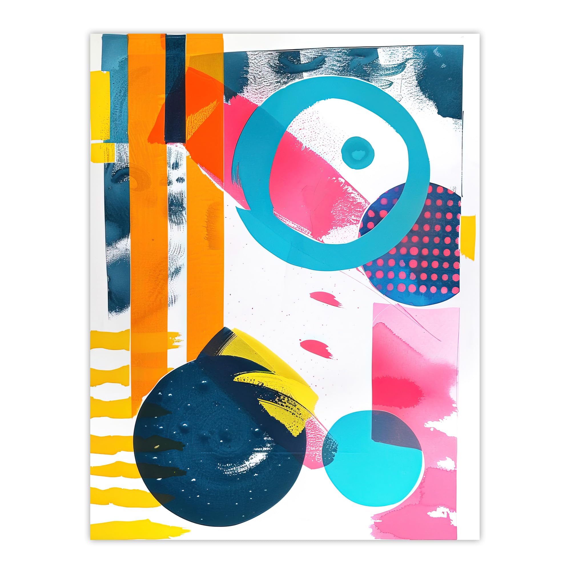 Abstract Boho Wall Art Print - Bright Colourful Patterns Circles - Artery8 - W24 inch x H32 inch