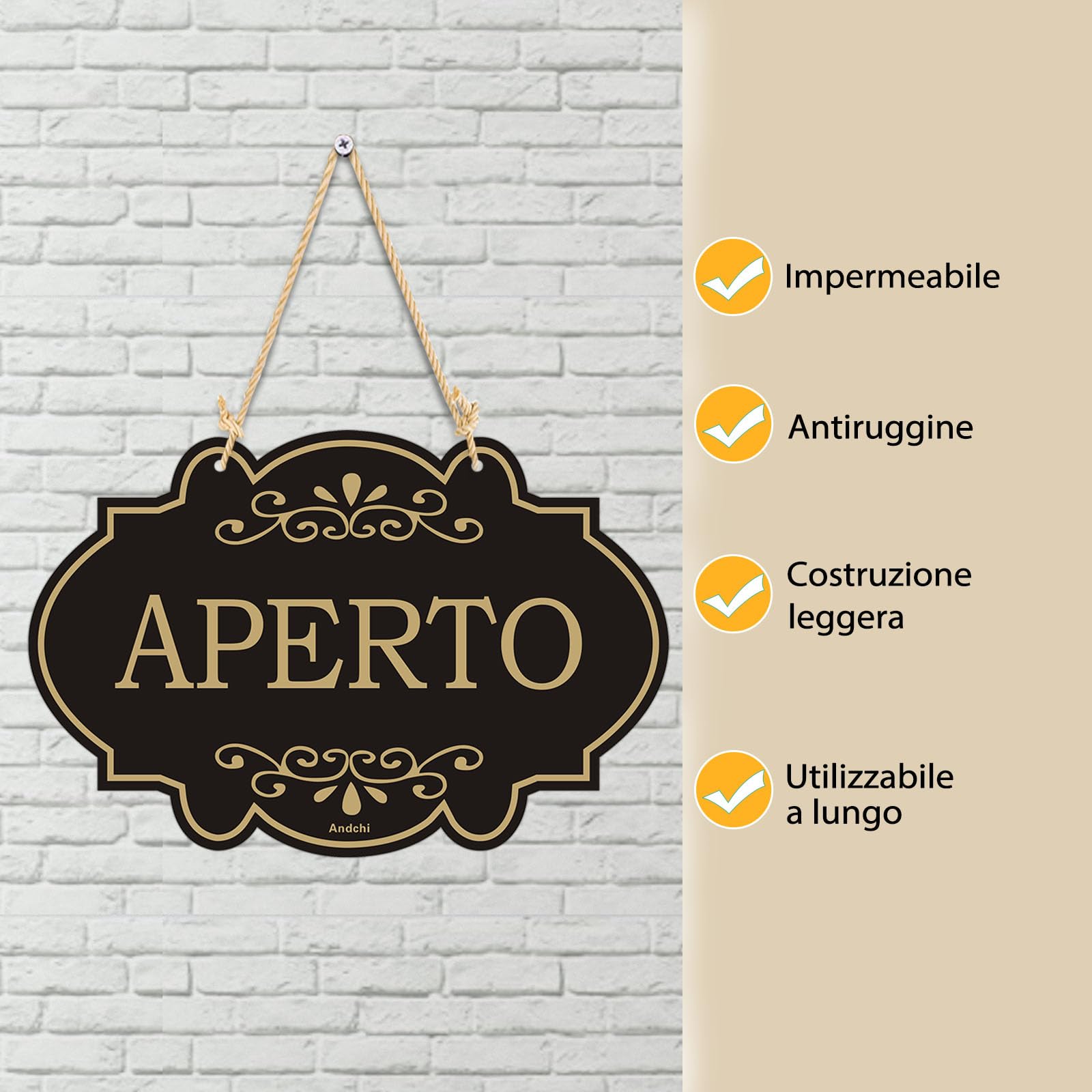 Andchi Set di 2 pannelli Cartello per porta Aperta/Chiusa Cartello per negozio reversibile su due lati con nastro pendente per negozio, caffè, bar 20x30cm