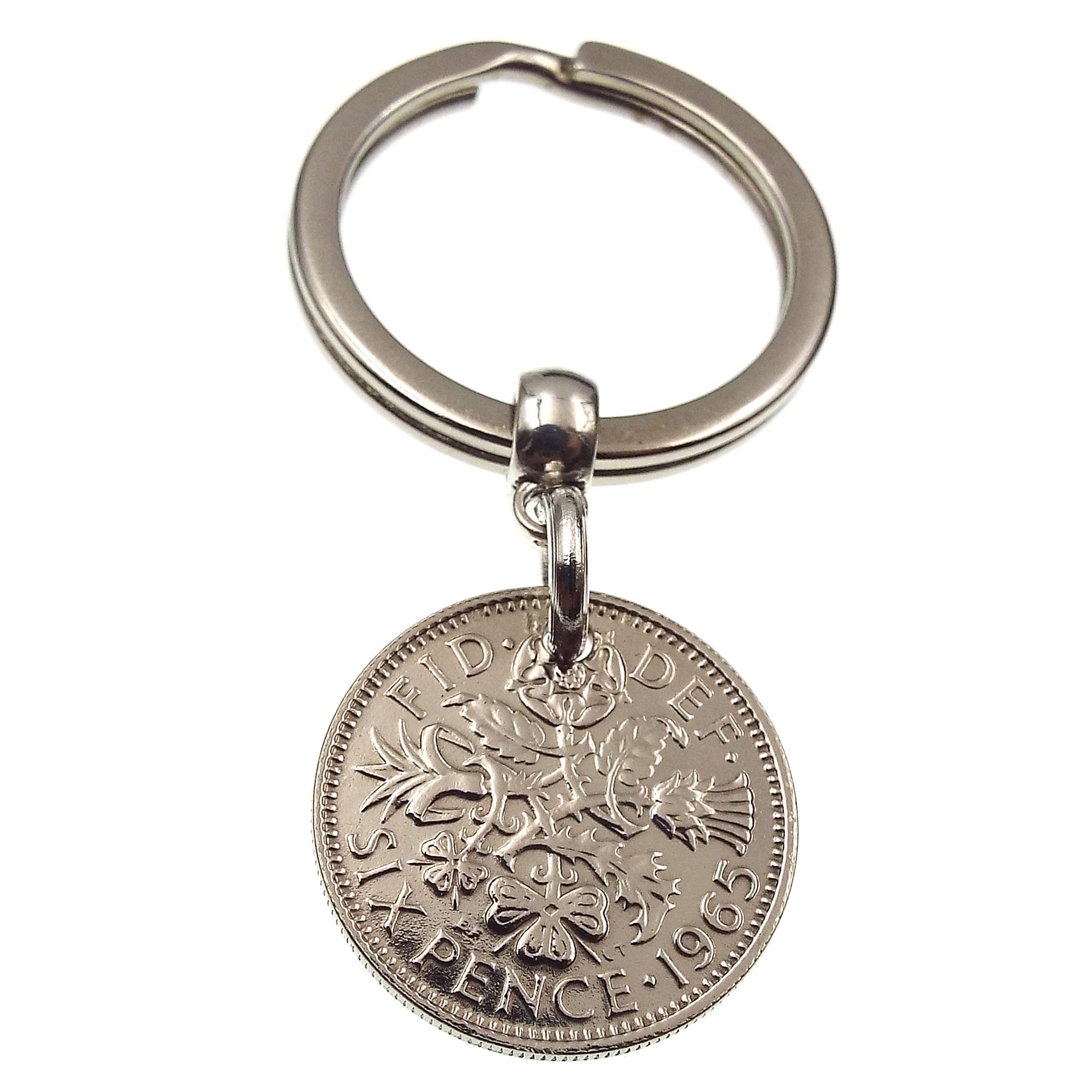A Silver Dream 1965 Sixpence Coin Keyring Birthday Anniversary Retirement His Hers Men Women