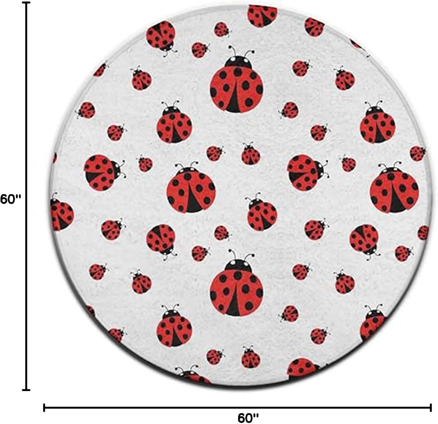 Area Bath Rug Water Absorbent and Non-Slip Kitchen Bedroom Under Sofa Desk Compatible with Ladybug Red Black Dots White Area Rug Super Cozy for Bathroom/Bedroom/Living Room
