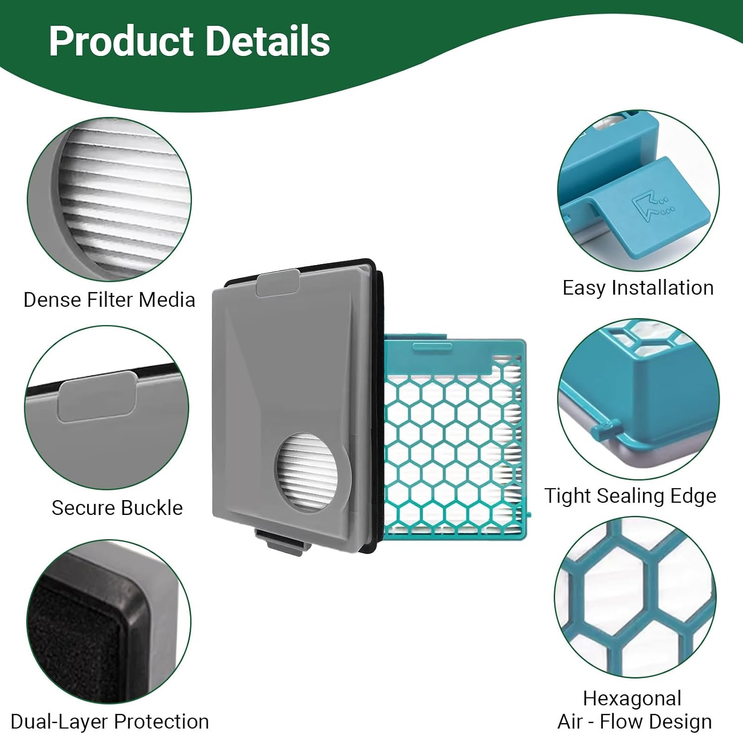 EZ SPARES Replacement Filter Set Compatible with Miele Boost CX1 & Blizzard CX1 Vacuum Cleaners – Fine Dust Filter & Pre-Motor Filter – Replaces Part 11639240, SF-HY 60, 11639250, CX-FSF(2 Set)