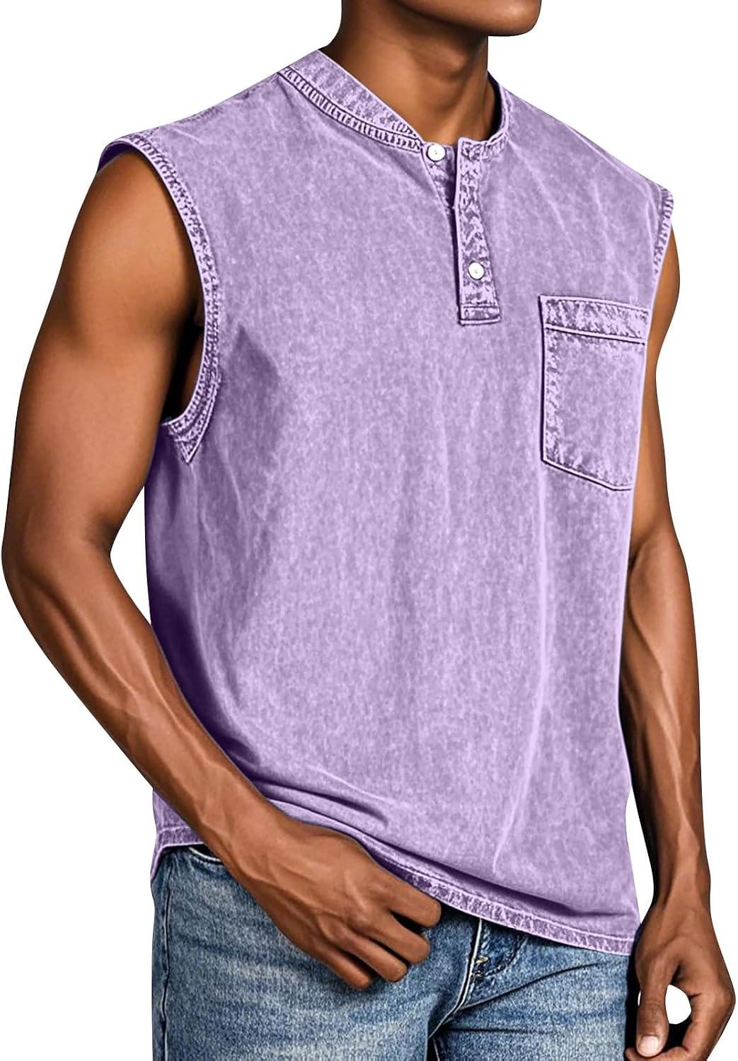 WENKOMG1 Men's Retro Tank Top Sleeveless Distressed Summer Casual Athletic Workout Shirt, S-3XL