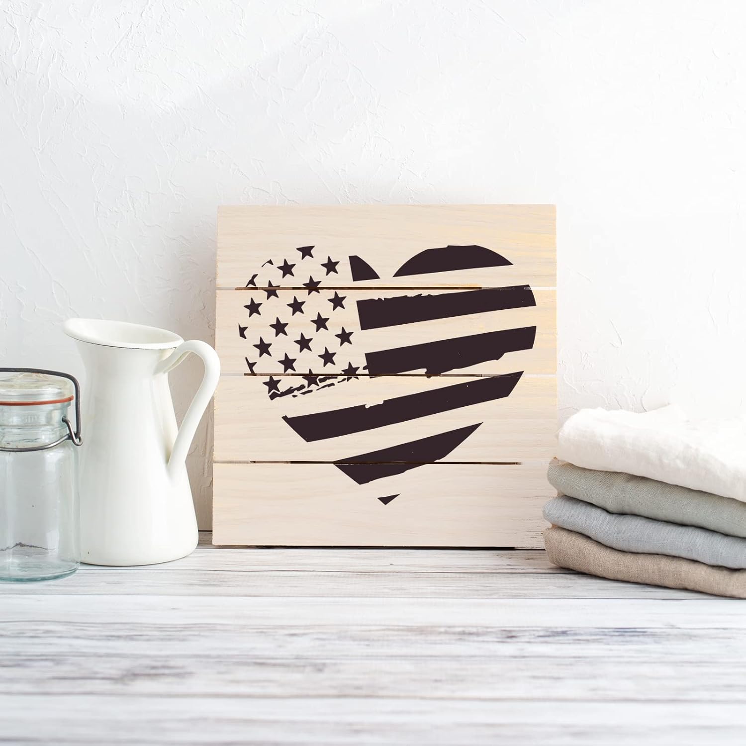 American Flag Heart Stencil - Transform Spaces with Flags of The World, 4th of July Stencils