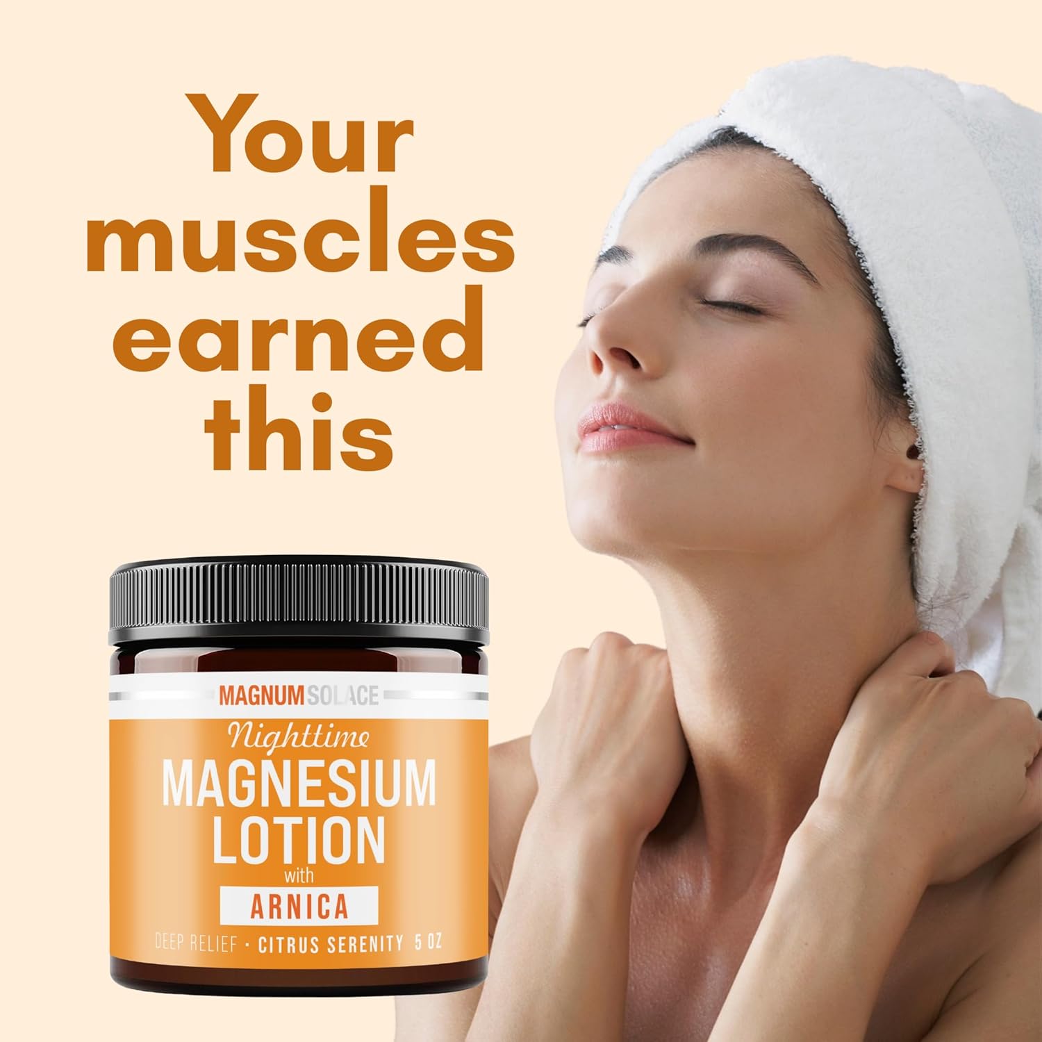 Magnum Solace Nighttime Magnesium Lotion with Arnica – Soothing Relief & Relaxation, Highly Concentrated Magnesium for Muscles & Joints – Apply to Legs or Feet Before Bed – Skin-Friendly - Image 3