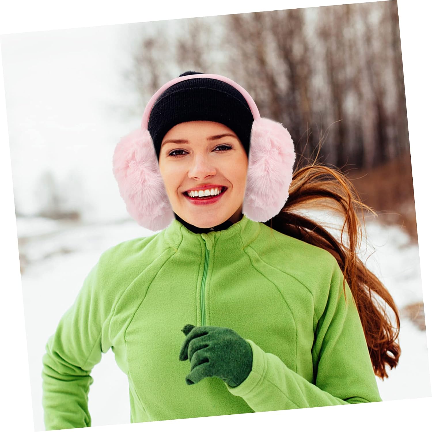 COLLBATH Foldable Plush Ear Muffs for Girls Warm Winter Ear Covers for Cold Weather Design for Outdoor Activities Like Skiing and Snowboarding Pink image 3