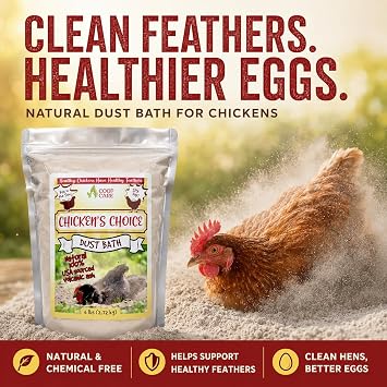 Chicken's Choice Chicken Dust Bath, 6 lb Natural Volcanic Ash Dust Bath for Chickens with Chick Fresh Odor Control and Eliminator 24 oz Spray Bottle. Made in America