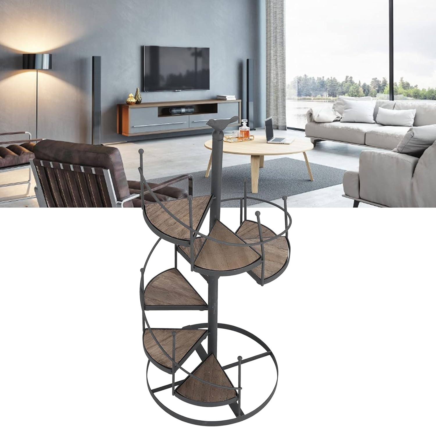 GLOGLOW European Style Plant Shelf Multifunctional Wrought Iron Rack for Balcony and Living Room, Easy to Install