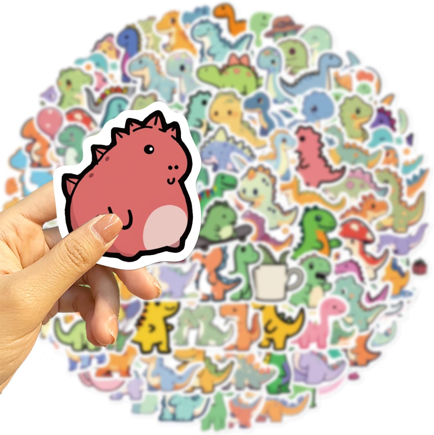 100PCS Cute Dinosaur Small Stickers, Funny Cartoon Animal Aesthetic Decals, Vinyl Waterproof Stickers for Water Bottle, Laptop, Luggage, Phone, for Kids Teen Lovers Party Supplies image 2