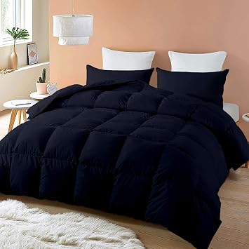 SLEEP-NEST Comforter Duvet Insert with 4 Corner tabs Size Grand King 106 x 106 Size 1 Piece Comforter All Season Down Alternative 500 GSM Hotel-Style - Box Stitched, Winter Warm Fluffy, Navy Blue