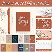 Vista 2 de 24 Set/48 Pcs Positive Affirmation Gift Set Gratitude Notebooks with Pens Small Bags Motivational Encouragement Notepads Daily Affirmations Journal