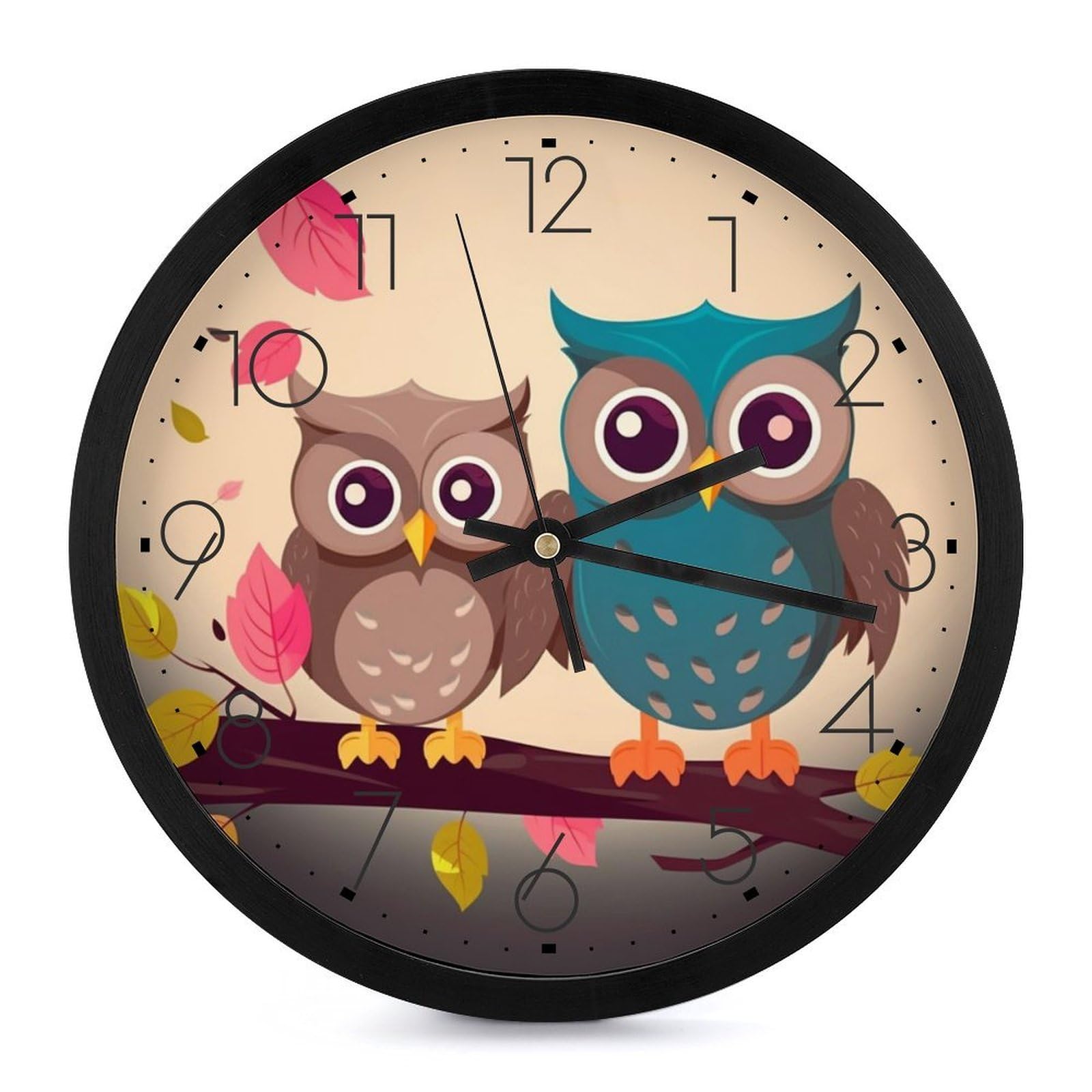 Horloge murale hiboux silencieuse et grande pendule de salon à pile