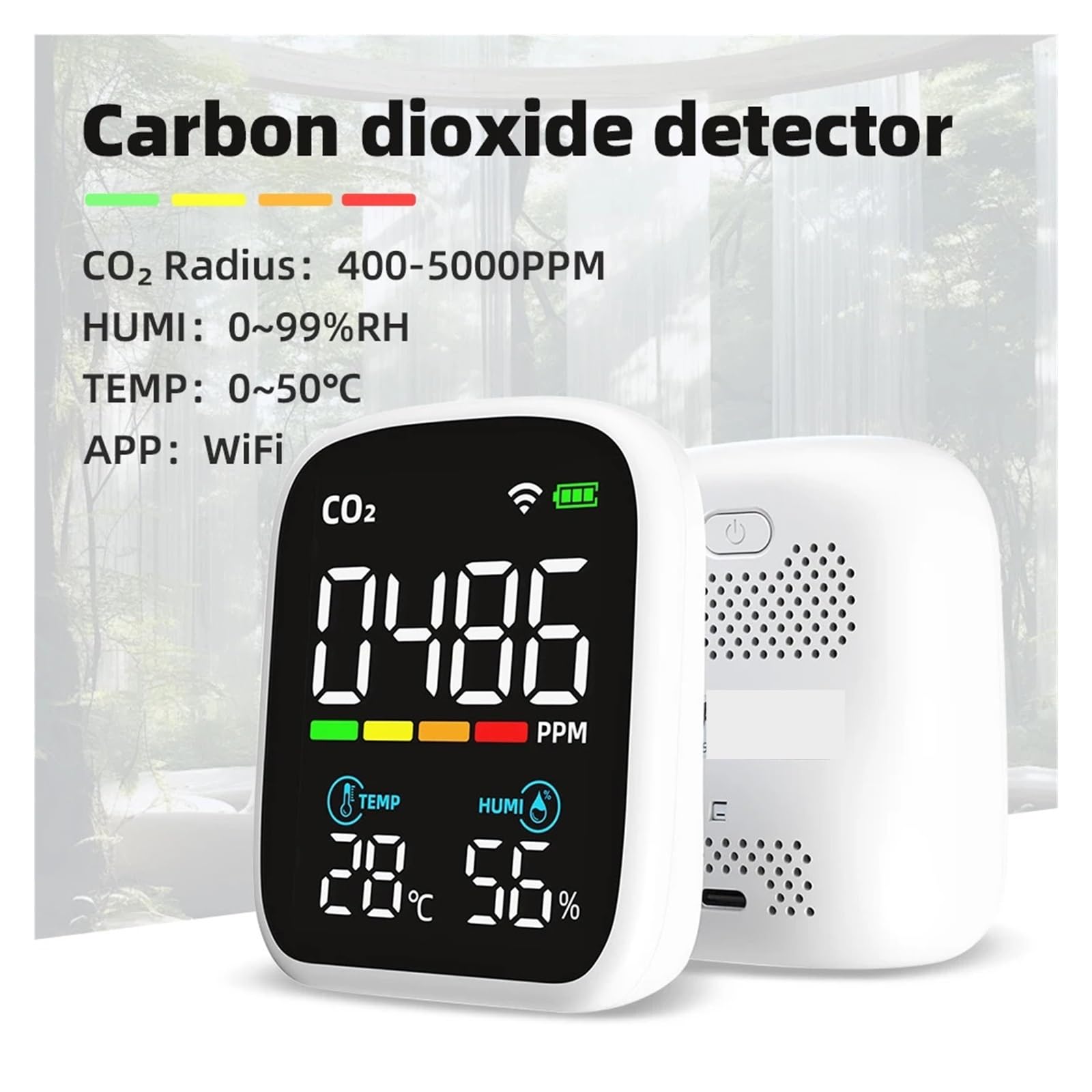 Detector de Gas, Medidor portátil de calidad del aire con pantalla LCD, comprobador de temperatura y humedad con alarma de voz