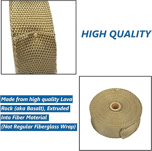 Miniatura 5 de Superfastracing Rollo de 2 rollos de 2 pulgadas y 50 pies de titanio lava, basalto, para tubo de cabezal de colector de motocicleta, cinta de