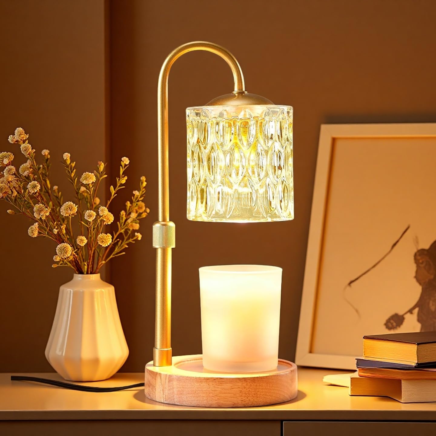 Beautiful Candle Warmer Lamp with Timer Dimmer, Dimmable Height and Brightness Adjustable, Birthday Gifts , Electric Wax Melt Warmer For Scented Jar Candles, Home Bedroom Decor Decorative Decoration
