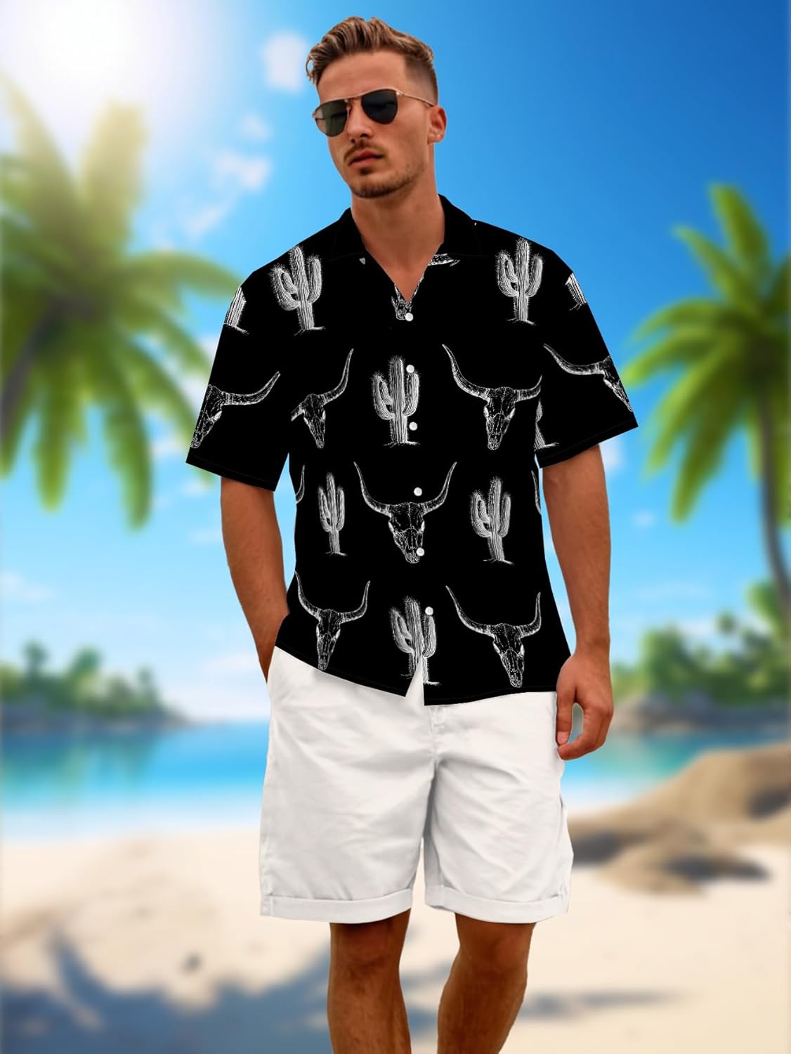 DFZ Funny Hawaiian Shirts for Men Summer Beach Short Sleeve Button Down Shirt Theme Party Shirt - Image 2