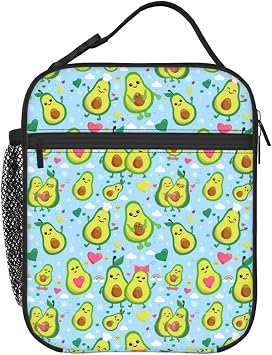 Avocado Heart Lunch Box - Insulated Lunch Bags for Women/Men/Girls/Boys Detachable Handle Lunchbox Meal Tote Bag