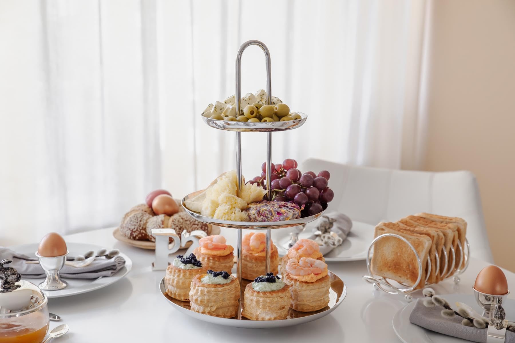 EDZARD Toastständer String (L 22 cm) in silber - Halter, Ständer für 6 Toast & Brot Scheiben - Brot lagern, Toasthalter, Toastständer, Halterung für den Tisch - als Geschenke für den Schwager