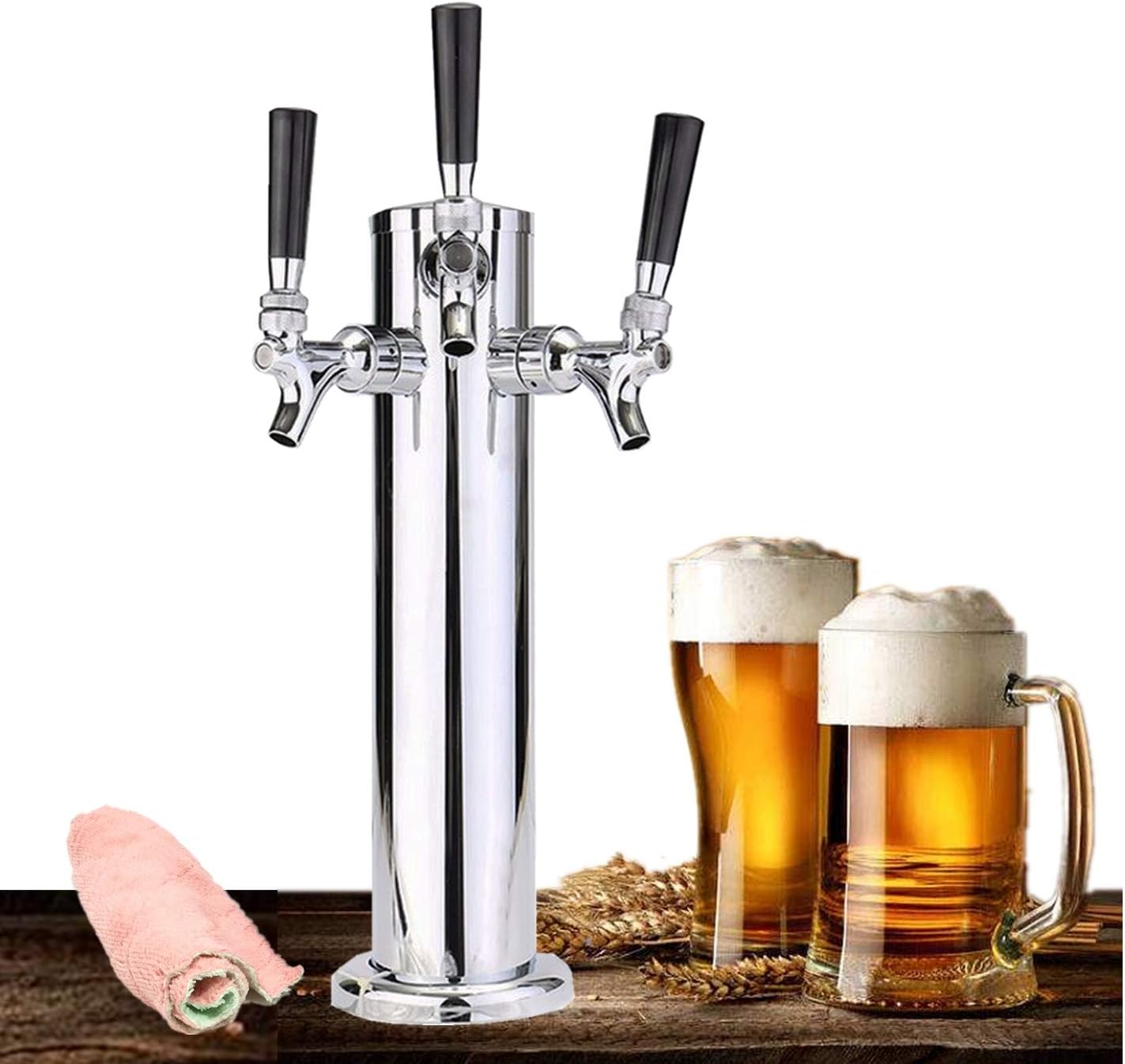 HLYCare Stainless Steel Triple Taps Beer Tower for Brewing