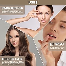 USDA Organic Non-GMO Vitamin E Oil for Skin, Hair & Face - Natural D-Alpha Tocopherol, Hexane Free & Cold Pressed - Best for Scars, Stretch Marks - Pure Natural Body Oil, Skin Care Essential