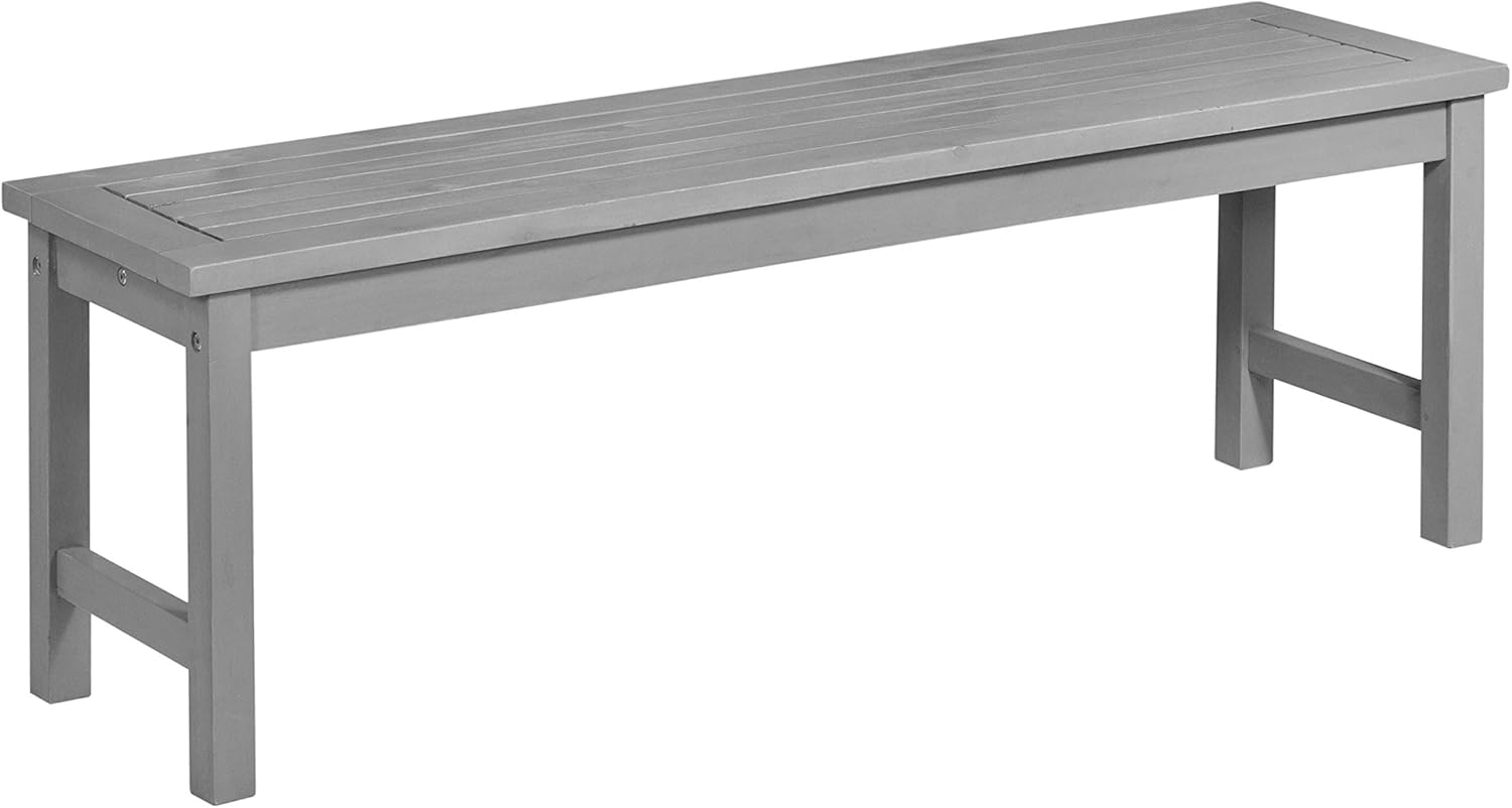Walker Edison Rendezvous Modern Solid Acacia Wood Slatted Patio Bench, 53 Inch, Grey Wash : Patio, Lawn & Garden