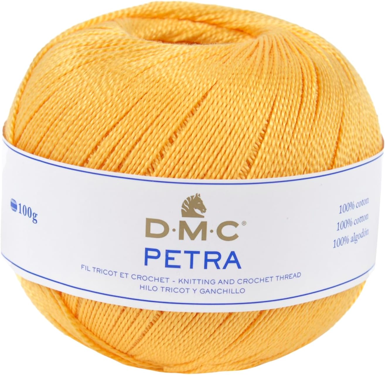 DMC Petra Yarn, 100% Cotton, Yellow (5742), Size 5