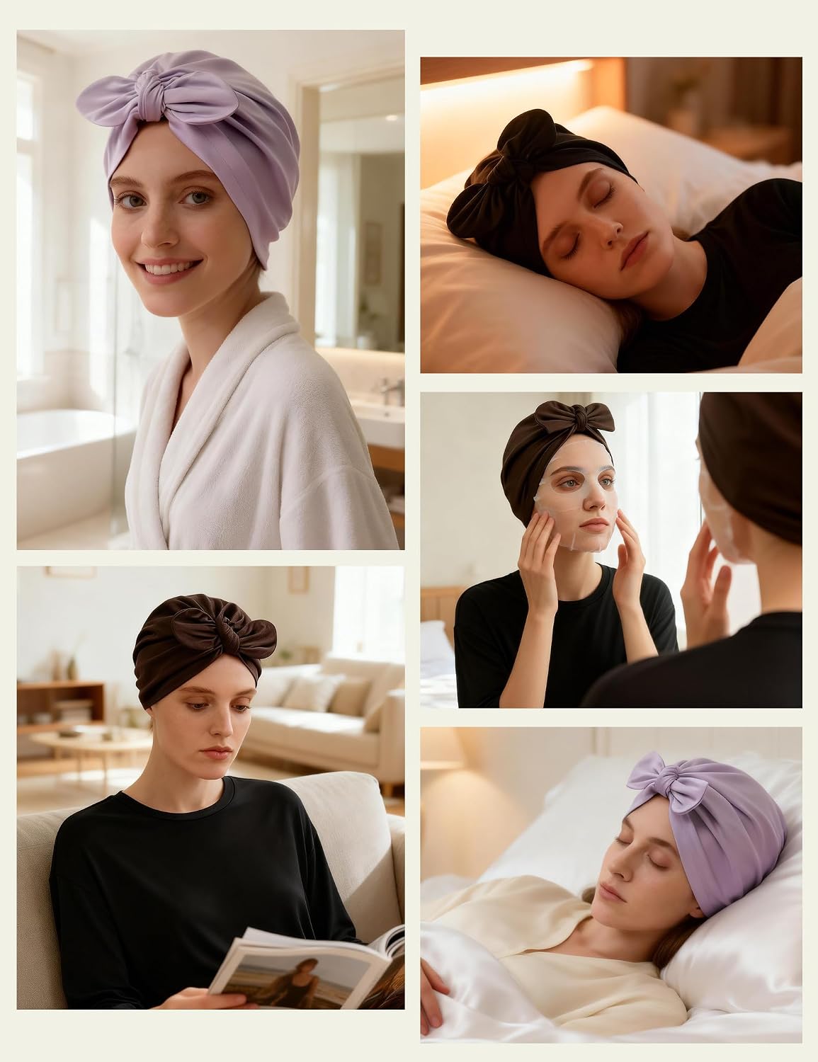 LilySilk Women Pure Silk Bonnet for Sleeping Ladies Double Layered Silk Sleep Cap Bow Knot Hair Care
