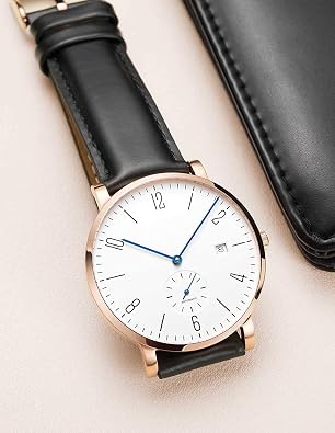 CARLIEN Ultra-Thin Automatic Watch for Men Simple Dial Watches with Leather Strap