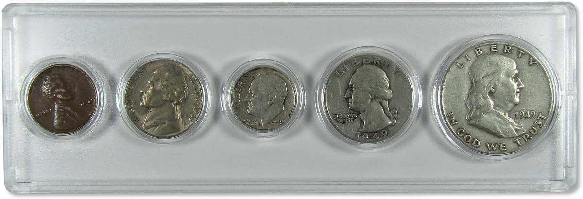 1949 Year Set 5 Coins in Circulated or Better Condition Gift Set | Collectible 5-Coin Set: Year Set, 1949, Circulated