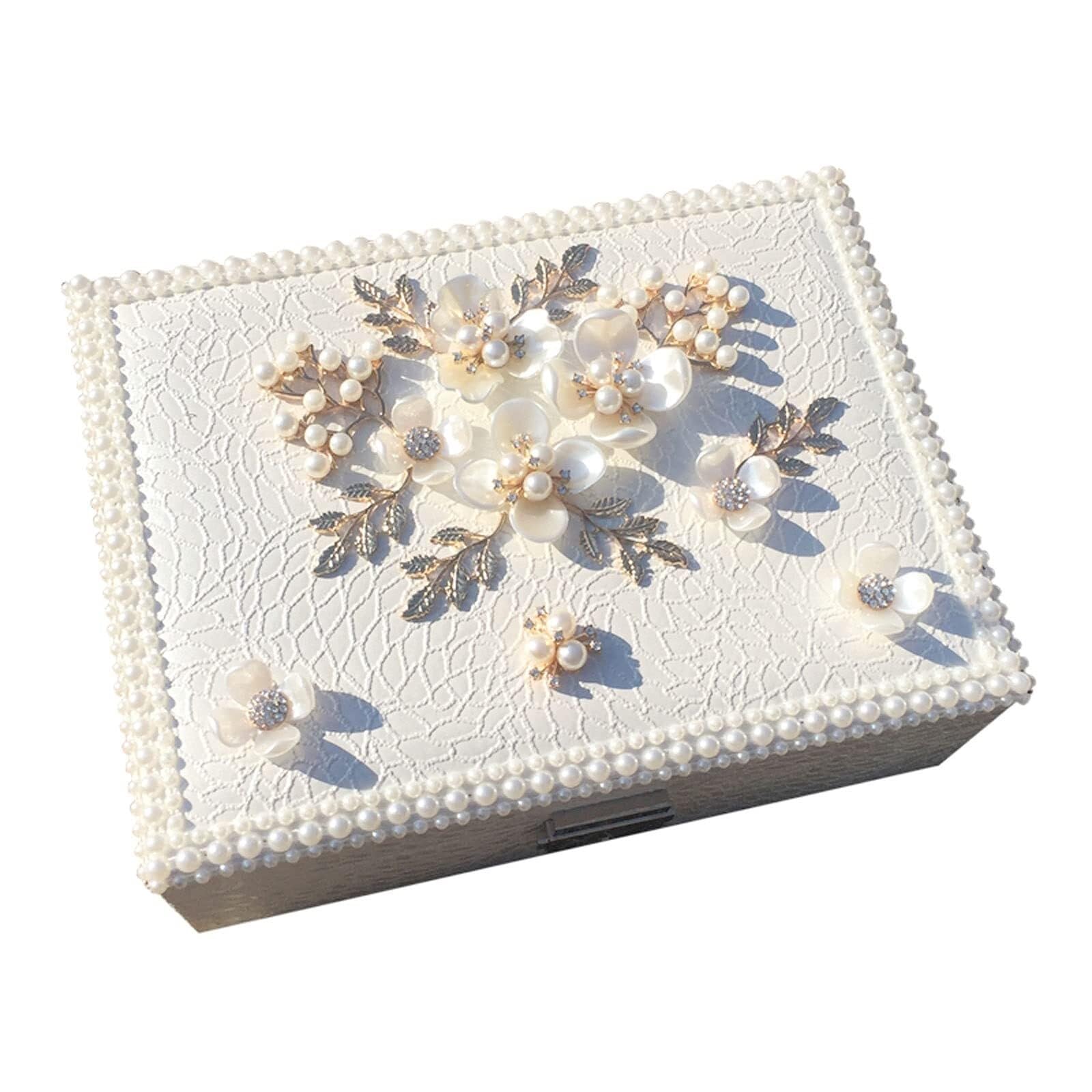 Jewelry Storage Box Creative Simple Pastoral Style Jewelry Box Small Jewelry Storage Box Leather Multilayer with Lock Gift for Woman Jewelry Display Stand