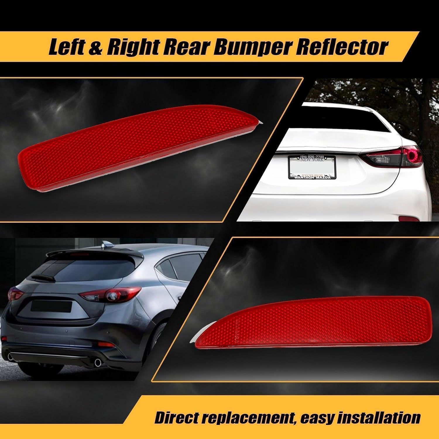 Priprilod Rear Bumper Reflector Fit For Mazda 3 2014-2018,Fit For Mazda 5 2006-2017,Fit For Mazda 6 2014-2017# D350515M0E D350515L0E MA1185101 MA1184101