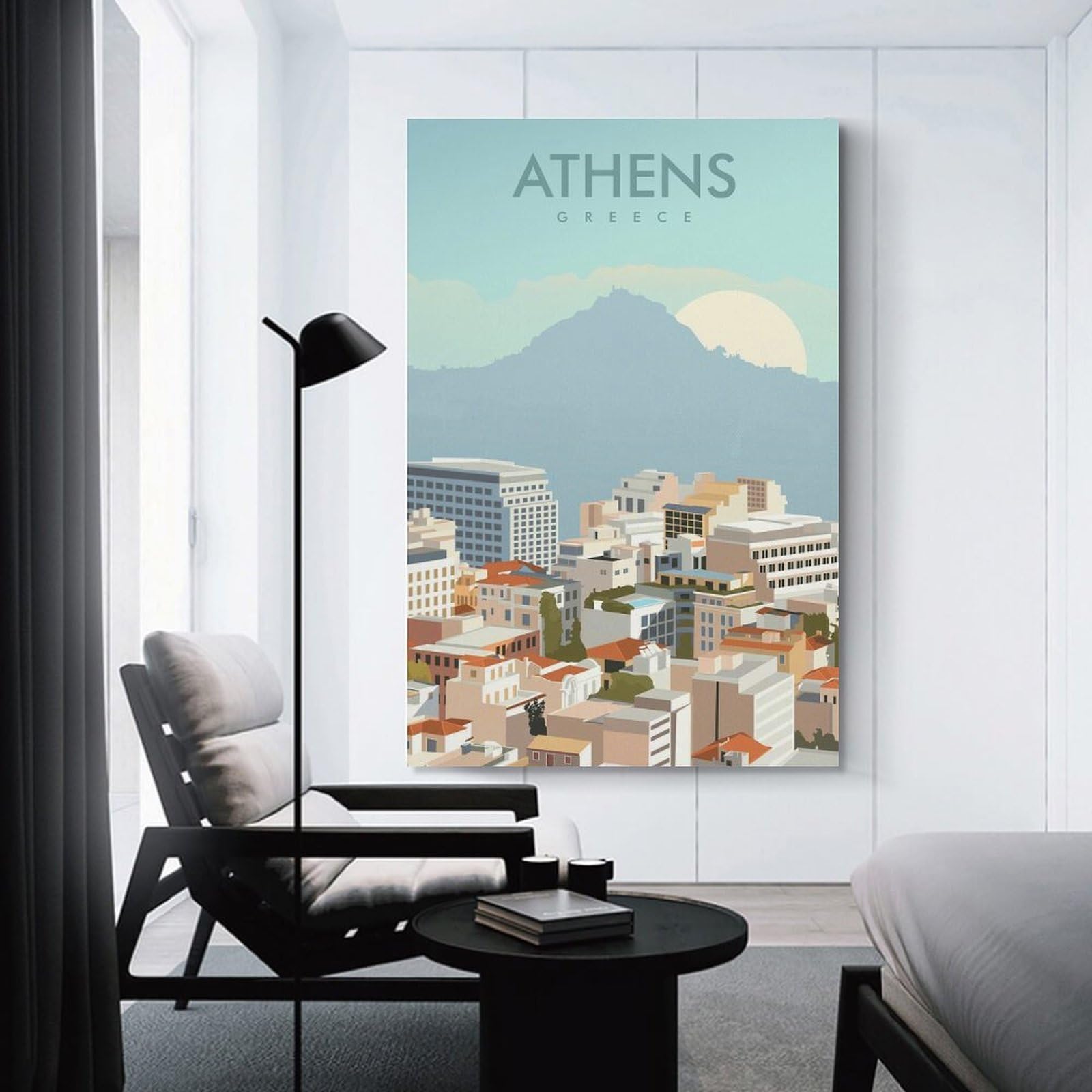 Junmoney Athens Greece Travel Print Home Decor Wall Art 20x30inch(50x75cm), for Home, Office, Studio Or Guest Room, Canvas Wall Art That Fits Changing Layouts