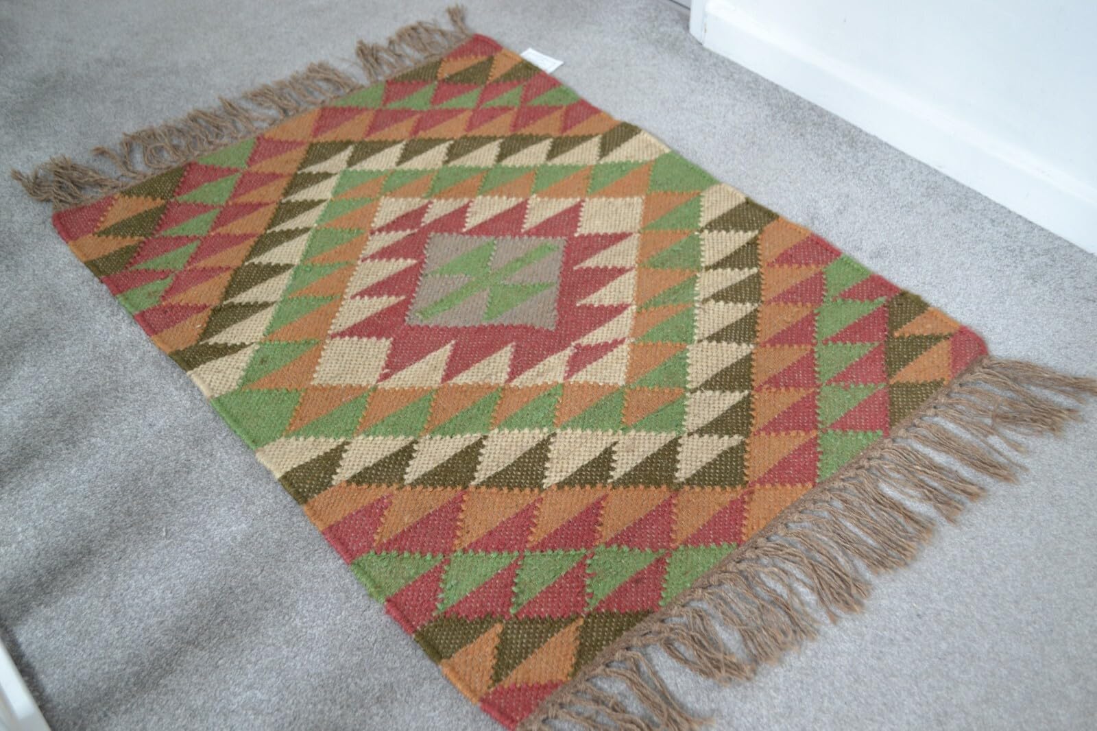 Tapis Kilim en laine et jute - Tapis bohème tissé à la main pour salon, chambre à coucher, couloir (200 x 300 cm)