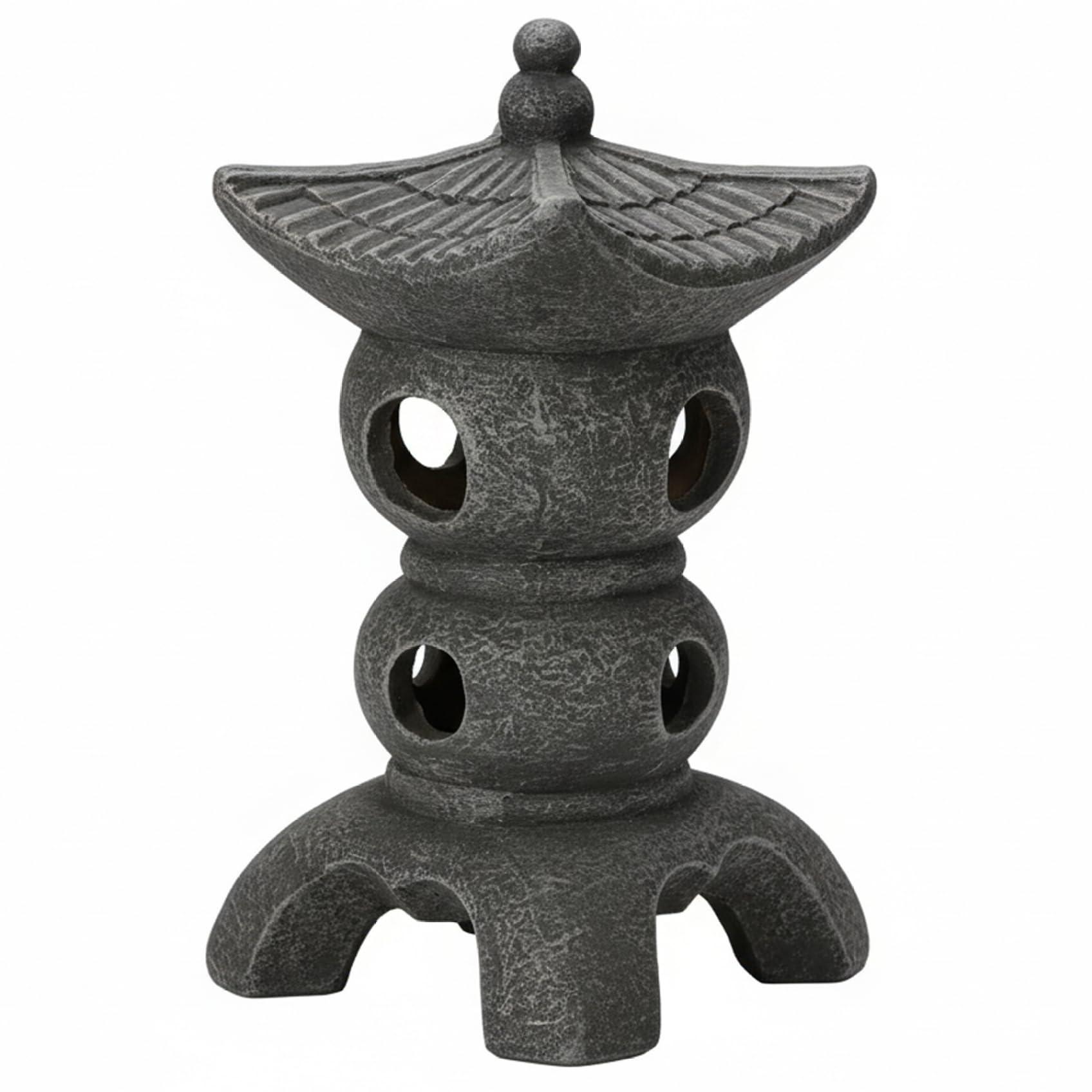 Ameble Pagoda Garden Statue - Grey Resin Pagoda Statue with Zen Ambiance, Water-Resistant Outdoor Decor for Patio, Yard, Landscape