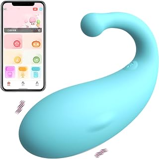 Fops Bullet Vibrateur pour femme, 10 modes de vibration, 7,5 cm, ⌀3,2 cm, contrôlé par application, mini œuf vibrant, silicone, silencieux, bleu, stimulation clitoridienne, discret, compact