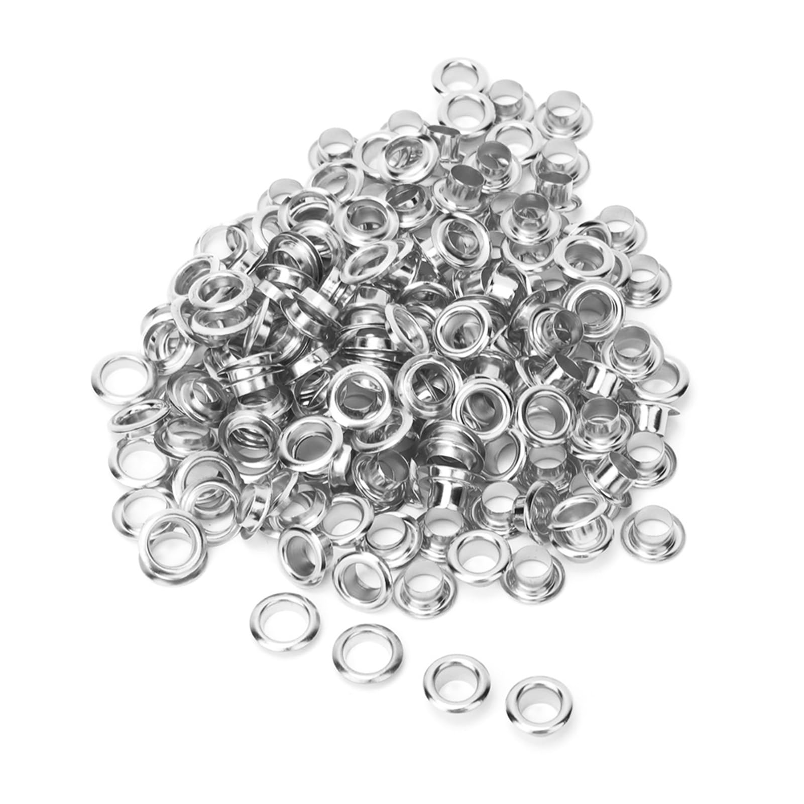 Heepdd As Shown 100Pcs Grommet Eyelets, 6Mm Double Sided Brass Eyelets With Gaskets For Canvas Shoes, Clothing, Beads, Curtains, Fabric, Leather Bags(Silver)