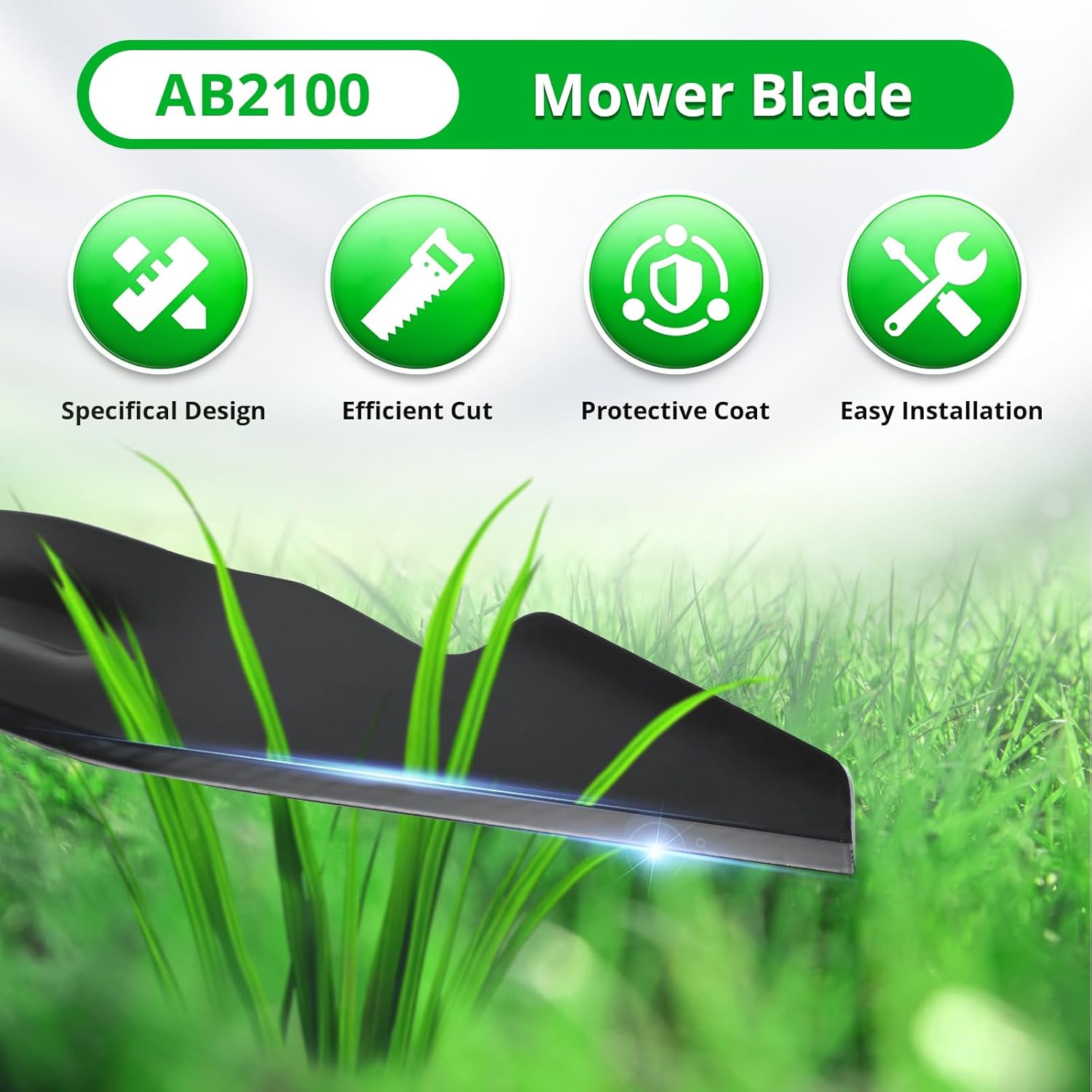 AB2100 Mower Blade Replaces E GO 21 Inch Lawn Mower Blade, Compatible with LM2100 LM2101 LM2100SP LM2102SP LM2142SP, 3-in-1 Mulching Bagging Side Discharge Blade, 3 Pack